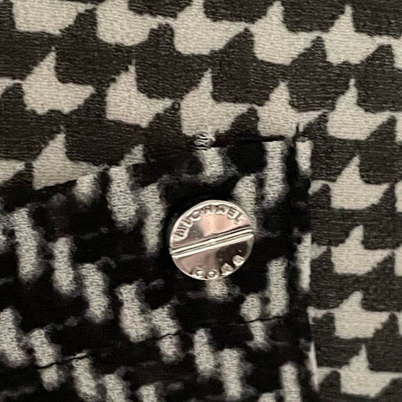 Michael Kors Sheer Panel Houndstooth Long Sleeve Blouse Size M - Picture 6 of 9